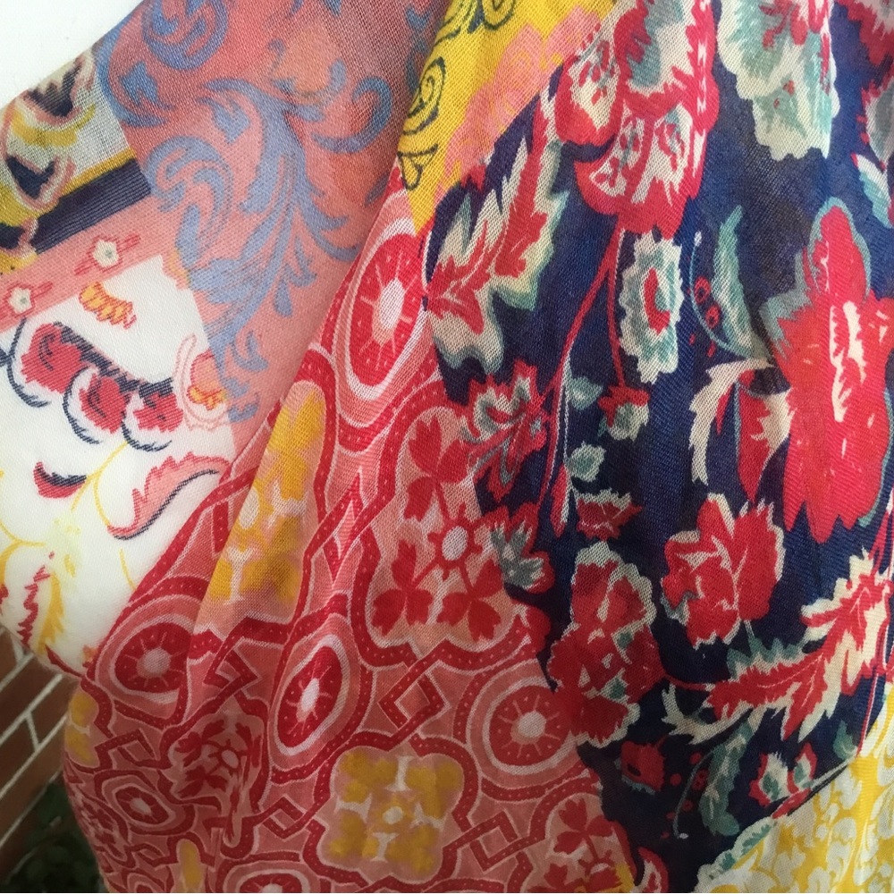 Patchwork Swim Coverup Sarong Lightweight Summer Scarf Wrap - Picture 5 of 5